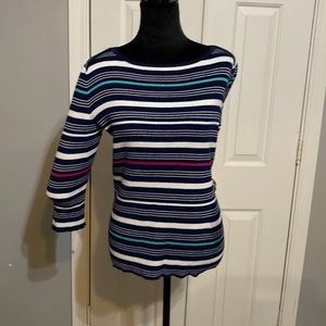 Liz Claiborne Navy blue striped 3/4 sleeve sz XL